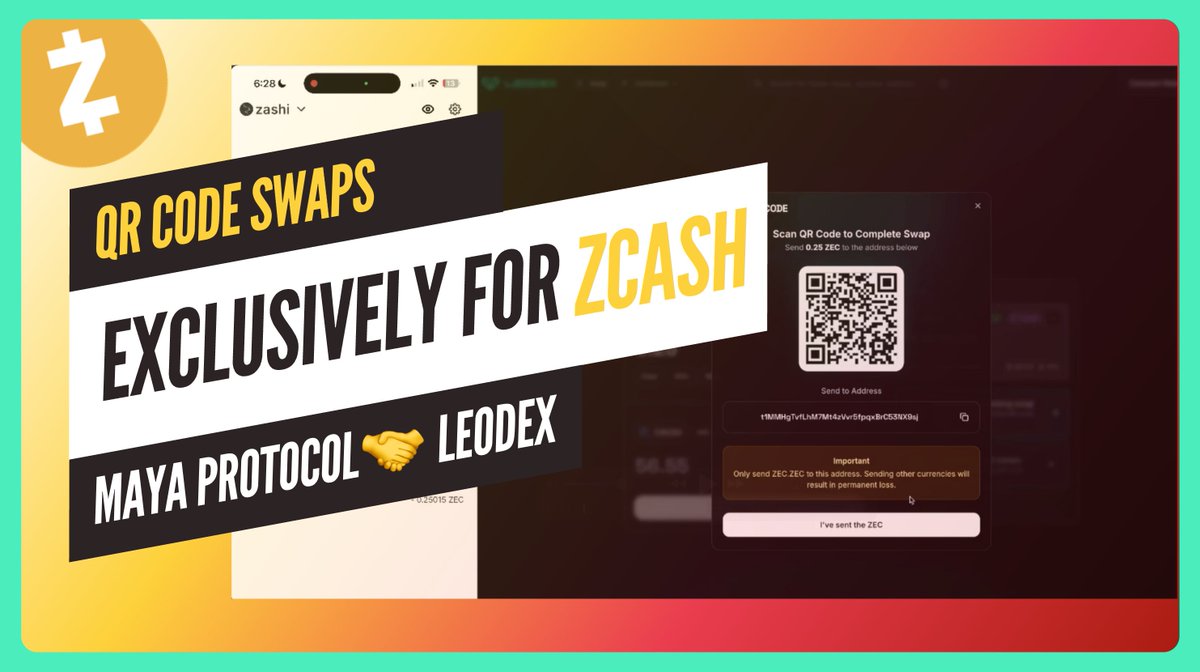 Want to swap $ZEC permissionlessly using Shielded 🛡️ or Transparent ZEC in a way that supports ANY <a href="/Zcash/">Zcash 🛡️</a> wallet (<a href="/zashi_app/">Zashi</a>, <a href="/zecwallet/">Zecwallet</a> and more)?

Let's break down the new Swap Accounts feature we just rolled out for <a href="/Maya_Protocol/">Maya Protocol</a> that currently is exclusive to ZEC swaps 🧵👇🏽