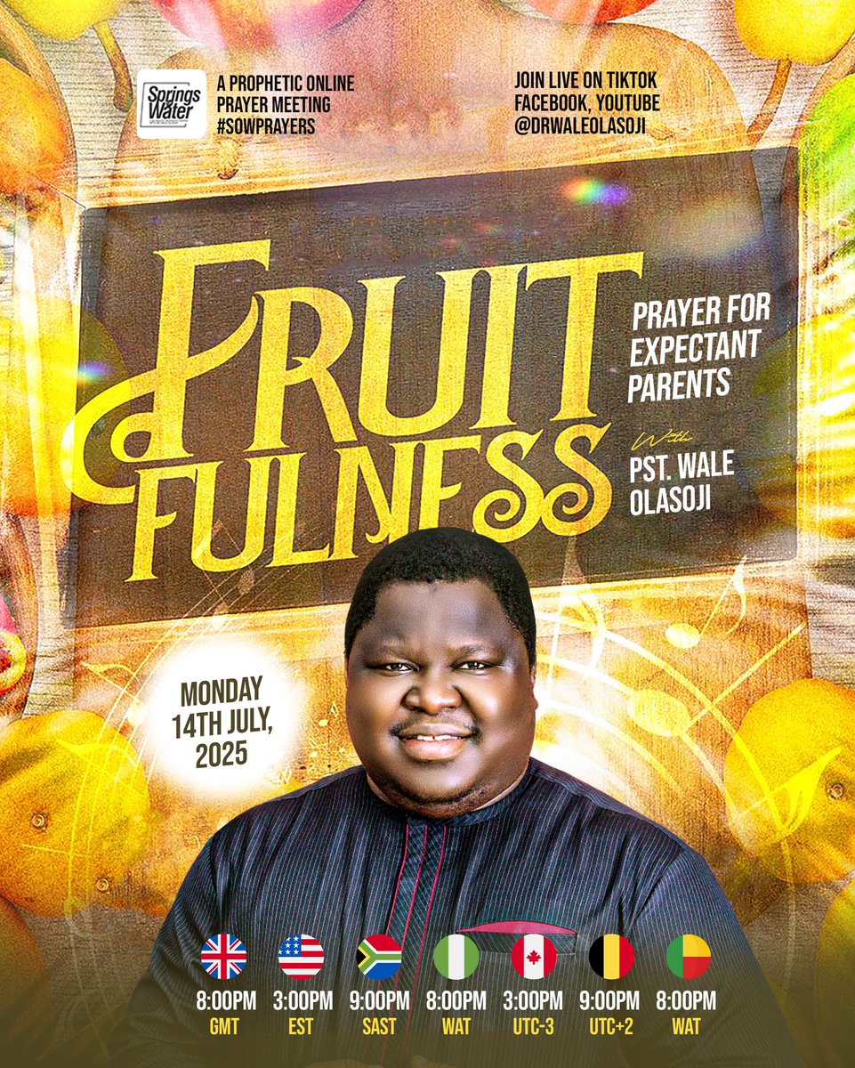 A prayer meeting for those trusting God for the blessing of children.
If you or someone you know is believing God for this miracle, don’t miss #SOWPrayers tomorrow night by 8PM WAT. 

It’s your time. Your turn. Your testimony.
#SOWPrayers #DrWaleOlasoji