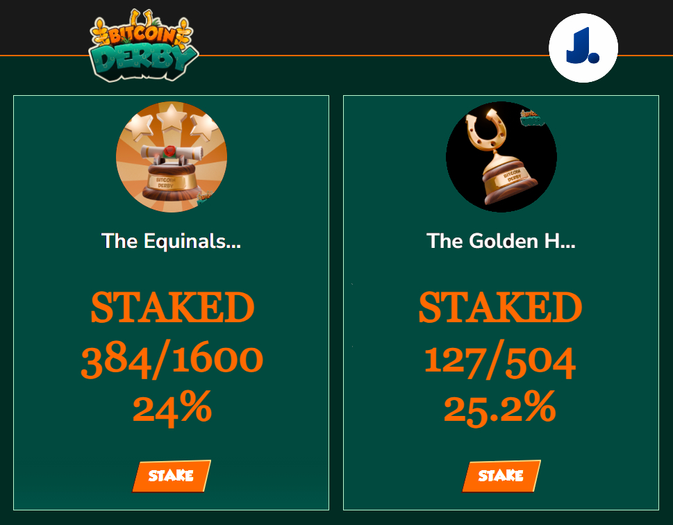 JunglCorp's tweet image. Great response on staking!!
In just 3 days:
🦄 24% of Equinals staked
🐴 25.2% of Golden Horseshoe staked
Next week we unleash Jungl collections!!
🔔on if you don't want to miss it!!!
