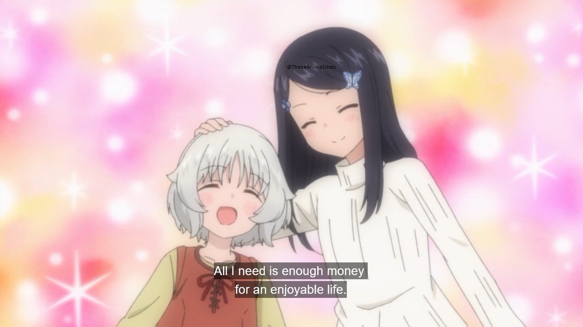 TheseAnimeLines's tweet image. All I need is enough money for an enjoyable life. For our happiness. The point of living isn't to hoard money. Life wouldn't be fun that way!
~ Yamano Mitsuha || Saving 80,000 Gold in Another World for My Retirement
#AniTwt