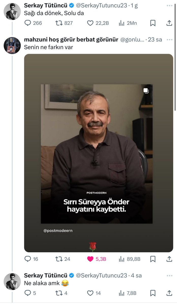 Apo benim babamdır onunla en çok ben görüştüm diyen sırrının gebermesine üzülüp sonra da burda Atatürkçülük satmaya çalışan ünlüleri g.t ettiği için seviyorum twitterı. pekeke sempatizanı olup hem de 19 mayıs 23 nisanda Atatürk fotosu paylaştığınız omurgasız günler geçti artık