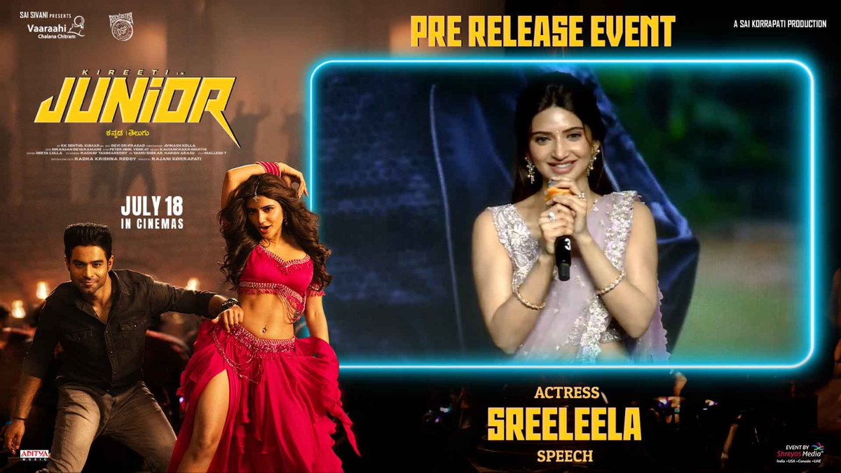 Shreyas Media (@shreyasgroup) on Twitter photo Watch Stunning <a href="/sreeleela14/">Sreeleela</a> speech at the Junior Grand Pre Release Event ❤🔥
▶️ youtu.be/2oxO8-aEXt8
Event By <a href="/shreyasgroup/">Shreyas Media</a>✌️
#Junior Grand release on July 18th ✨
#JuniorOnJuly18th #JuniorPreReleaseEvent
<a href="/geneliad/">Genelia Deshmukh</a> <a href="/KireetiOfficial/">Kireeti</a> <a href="/ThisIsDSP/">DEVI SRI PRASAD</a> <a href="/DOPSenthilKumar/">KK Senthil Kumar ISC</a> Watch Stunning <a href="/sreeleela14/">Sreeleela</a> speech at the Junior Grand Pre Release Event ❤🔥
▶️ youtu.be/2oxO8-aEXt8
Event By <a href="/shreyasgroup/">Shreyas Media</a>✌️
#Junior Grand release on July 18th ✨
#JuniorOnJuly18th #JuniorPreReleaseEvent
<a href="/geneliad/">Genelia Deshmukh</a> <a href="/KireetiOfficial/">Kireeti</a> <a href="/ThisIsDSP/">DEVI SRI PRASAD</a> <a href="/DOPSenthilKumar/">KK Senthil Kumar ISC</a>