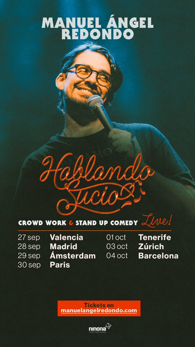 ManuelAngel's tweet image. Me voy pa las europasssssss⁣
⁣
Nos vemos acá: ⁣
⁣
📍VALENCIA: 27 de septiembre 🇪🇸⁣
📍MADRID: 28 de septiembre 🇪🇸 ⁣
📍ÁMSTERDAM: 29 de septiembre 🇳🇱 ⁣
📍PARÍS: 30 de septiembre 🇫🇷 ⁣
📍TENERIFE: 01 de octubre 🇪🇸 ⁣
📍ZURICH: 03 de octubre 🇨🇭 ⁣
📍BARCELONA: 04 de octubre 🇪🇸…