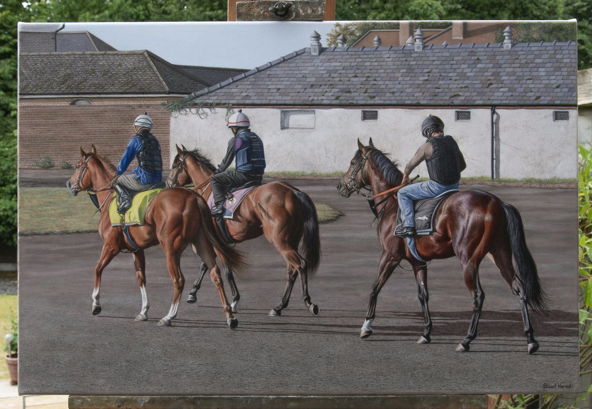 Stuart Herod Art (@stuartherod) on Twitter photo Recently completed painting of a trio of horses and workriders at the bottom of Warren Hill, heading for the gallops. oil on canvas. 24x16 inches.
Soon to be on its way to the gallery at <a href="/GanseraLeveque/">Ilka Gansera-Leveque</a> Recently completed painting of a trio of horses and workriders at the bottom of Warren Hill, heading for the gallops. oil on canvas. 24x16 inches.
Soon to be on its way to the gallery at <a href="/GanseraLeveque/">Ilka Gansera-Leveque</a>