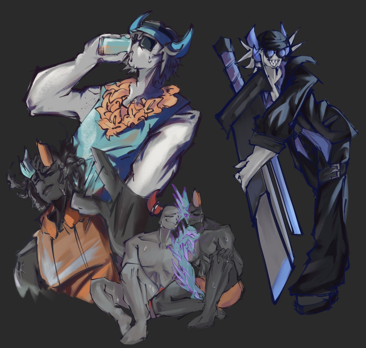 reveriedYue's tweet image. random drawings because i don’t know what else to do and it’s hot ;—; #phighting #phightingart