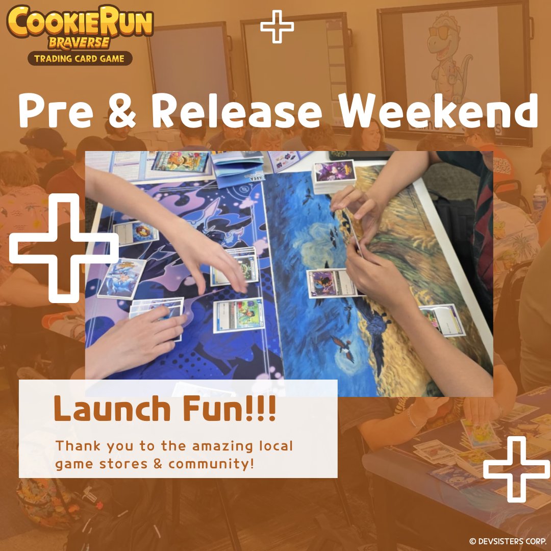 CRBraverseEN's tweet image. 🎉✨ Thank you to everyone who joined us and to all the amazing local game stores for making the CookieRun: Braverse TCG launch a huge success! 💖🍪
We’re just getting started—can’t wait to see you at upcoming events! 🃏🔥
#CookieRunBraverse #TCG #ThankYou #LGS #CookieRun…