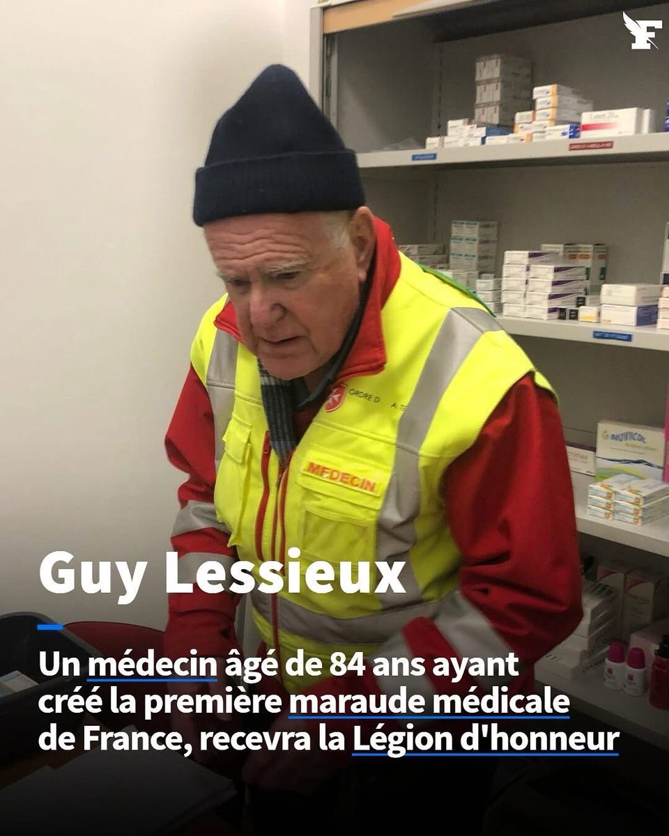 OrdredeMalteFR's tweet image. Demain, Guy LESSIEUX, bénévole de l’Ordre de Malte France recevra la Légion d’honneur.
À 84 ans, ce médecin généraliste à la retraite poursuit, canne en main et sourire aux lèvres, les maraudes médicales qu’il a contribué à lancer il y a 25 ans à l’Ordre de Malte France.