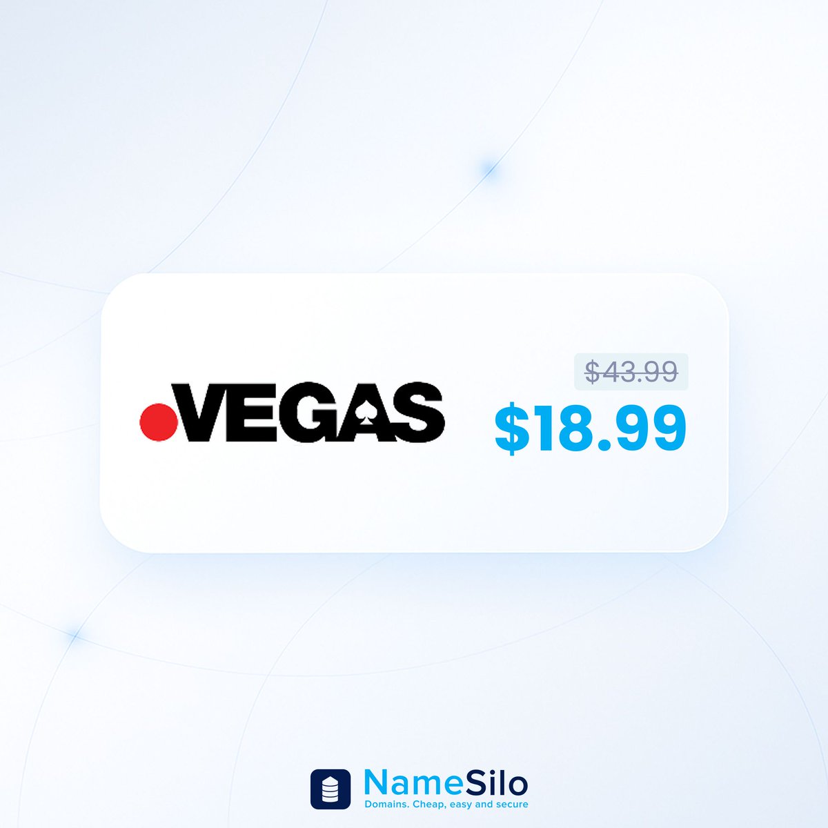 🃏 Own the name. Skip the gamble.
.VEGAS domains now $18.99 at NameSilo. Made for bold brands, big ideas, and spotlight moments. 🔗 buff.ly/DGM7Sh2 

#DotVegas #NameSilo #DomainDeals