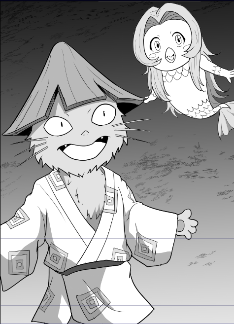 5期鬼太郎のかわうそ・アマビエは好きなペアだったので割と早いタイミングで見ないで描けるようになった結果
もうこのアタリ線が、こうじゃ😇
可愛いおててがフキダシで消えるので供養 