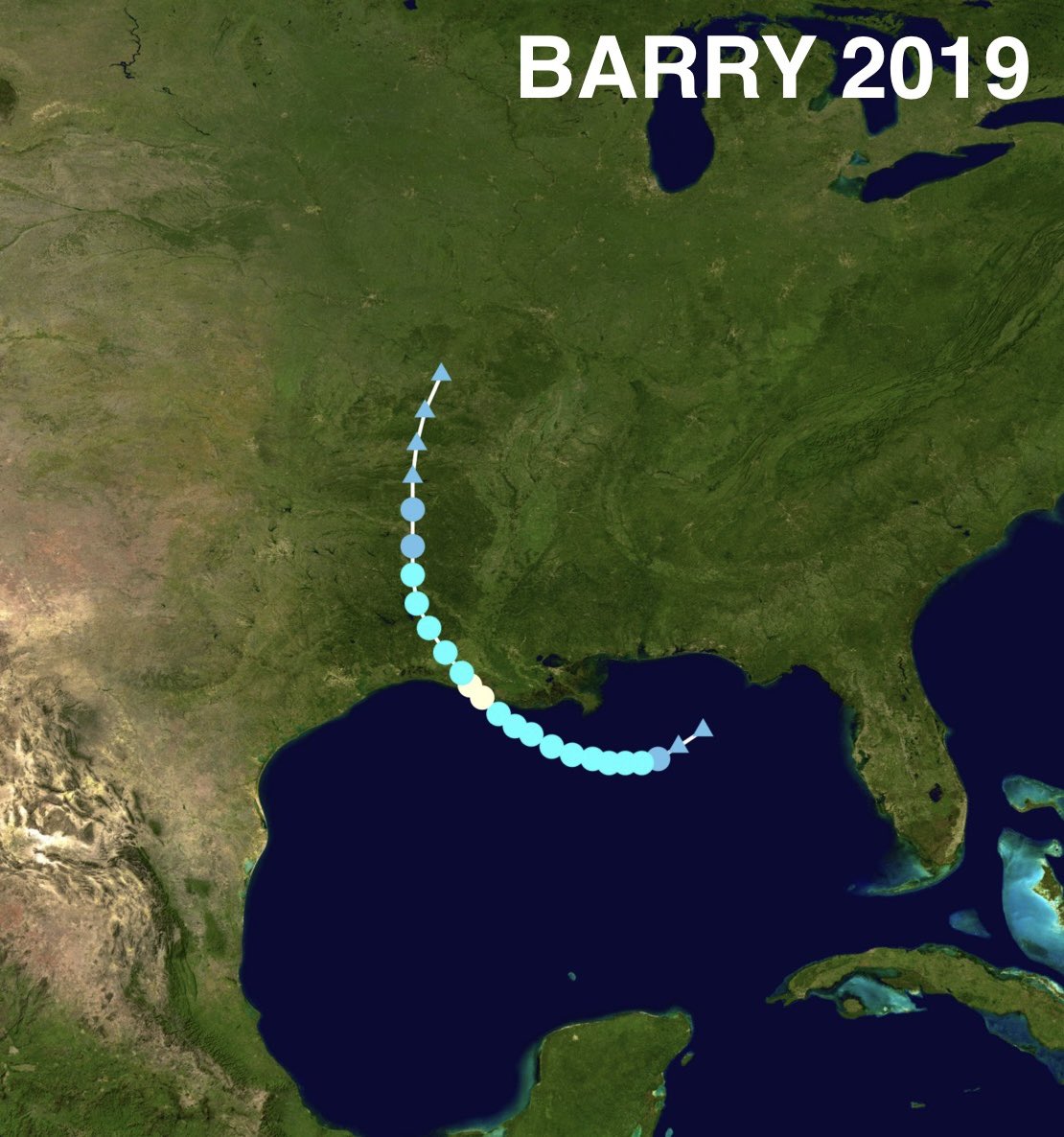 FerragamoWx's tweet image. A TC moving due west across the Northern Gulf is uncommon, but not unheard of — other notable examples being BARRY 2019 and FERN 1971.
Watching this 20% as it crosses FL and moves over the Gulf. Models hint at a brief spin-up.