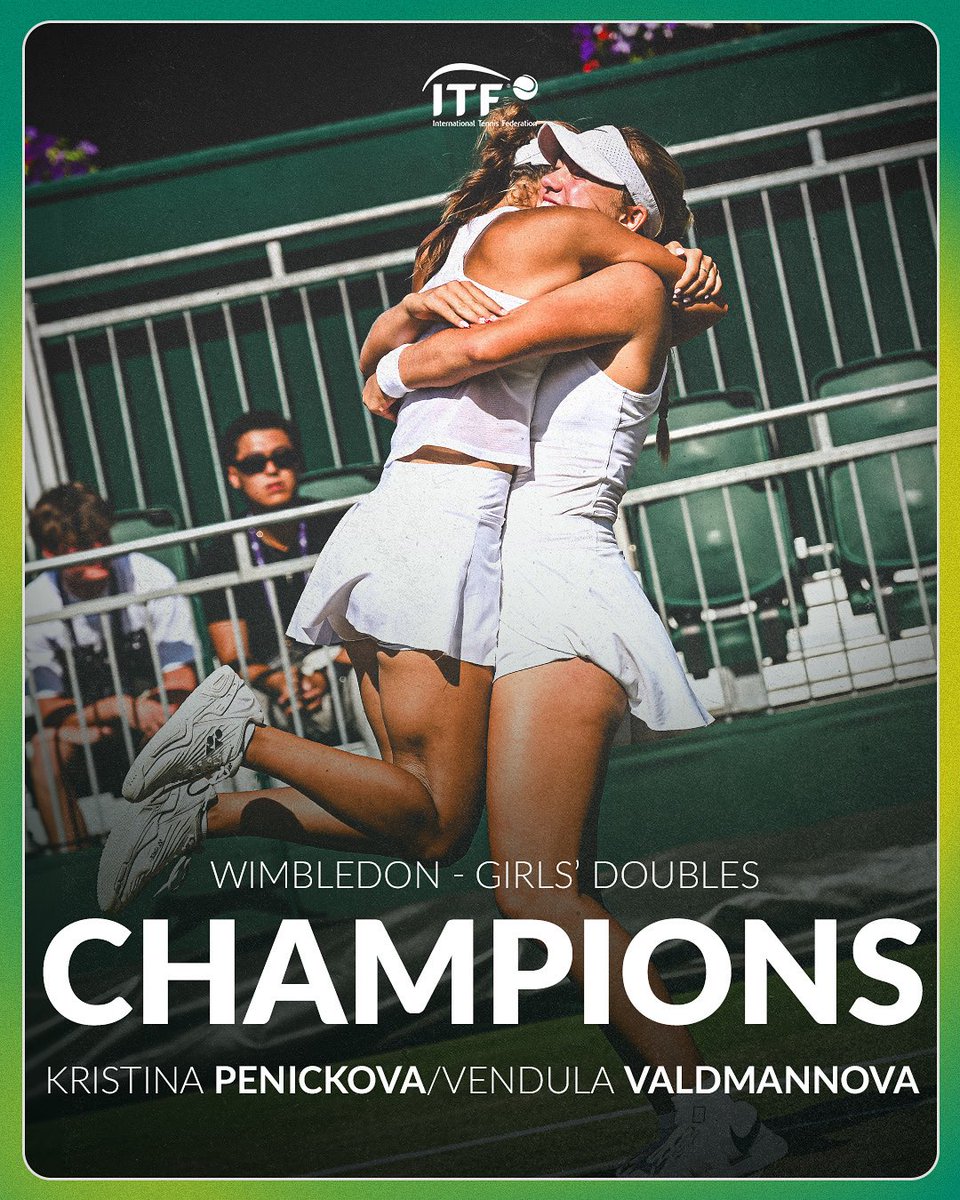 ITFTennis's tweet image. Your Girls’ Doubles Champions 2025🏆
Kristina Penickova and Vendula Valdmannove defeated the pairing of Thea Frodin and Julieta Pareja 4-6, 2-6.
#wimbledon