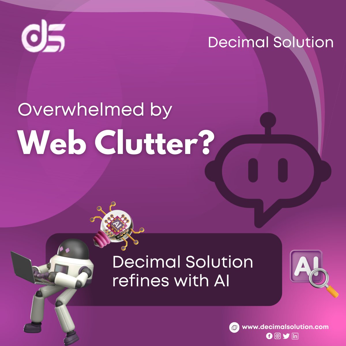 DecimalSolution's tweet image. Is your website helping or hurting your conversions?
Cut through the clutter with AI Web Optimization by Decimal Solution — boost clarity, speed & results.
✨ Smarter UX | 🧹 Less Noise | ⚡ More Conversions
🔗 decimalsolution.com
#AIWebOptimization #SmartContentRefinement