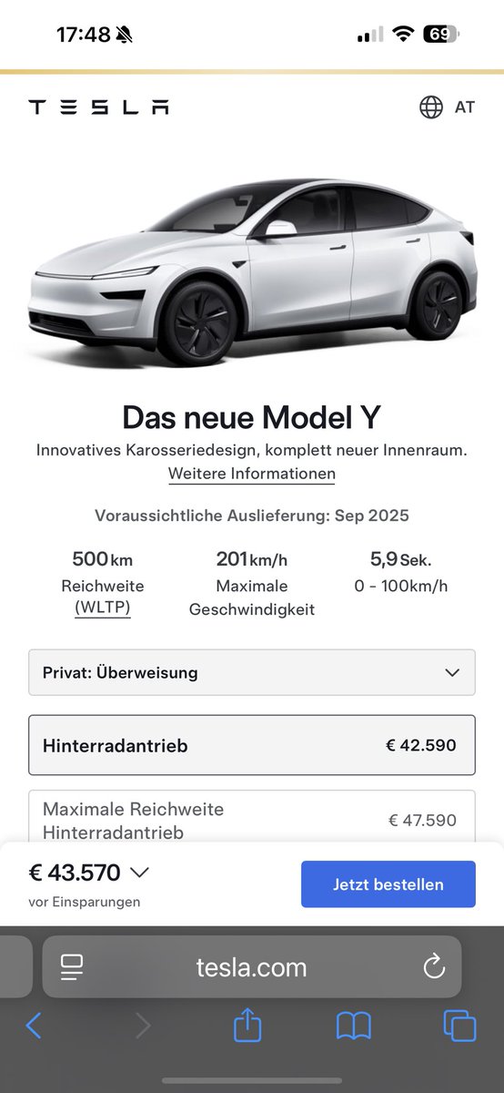 MikeAlpha66's tweet image. Wenn mir jemand erzählt, dass eAutos viel zu teuer sind, dann sollte man nachschauen, was ein VW Passat 150PS TDI mit ein bisserl Ausstattung kostet. Selbst dann hat der Tesla die bessere Ausstattung und ist um mind. € 15.000,- billiger.
