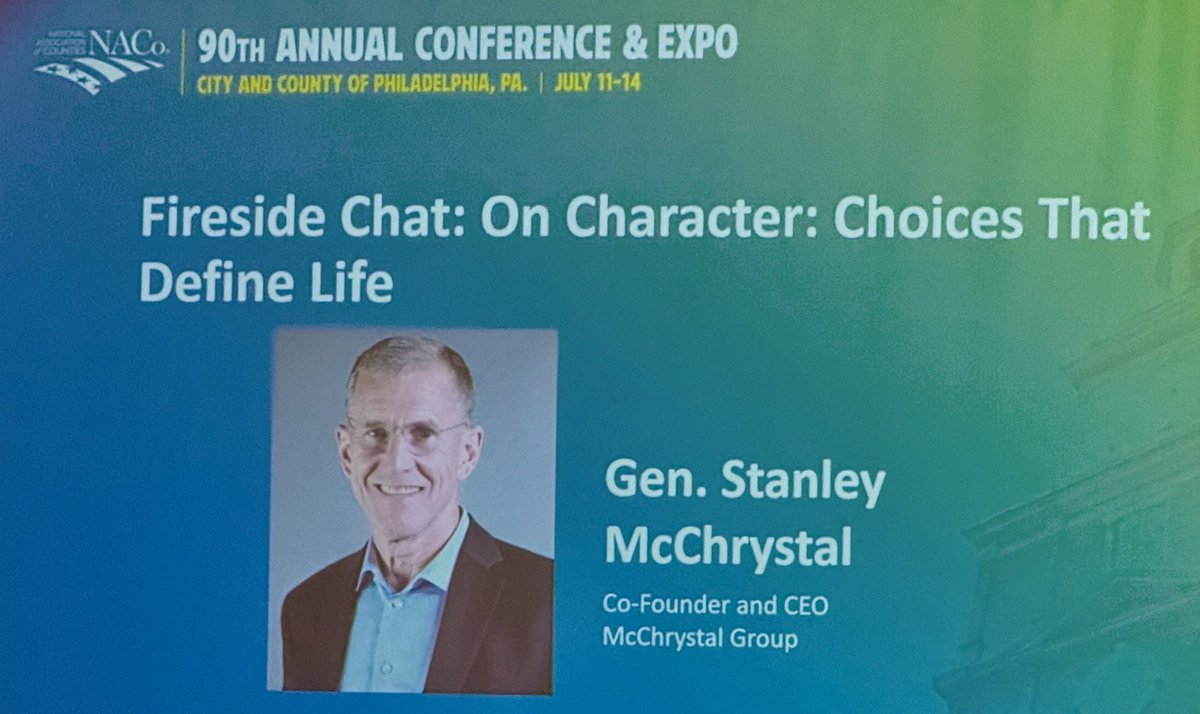 AdrianGarciaHTX's tweet image. Listening to @StanMcChrystal at the @NACoTweets Annual Conference, as he talks about his book, #OnCharacterChoicesThatDefineLife. It was a powerful conversation! Thank you for your service and thank you to all of our men and women who have served, past and present. 🇺🇸🙏🏼