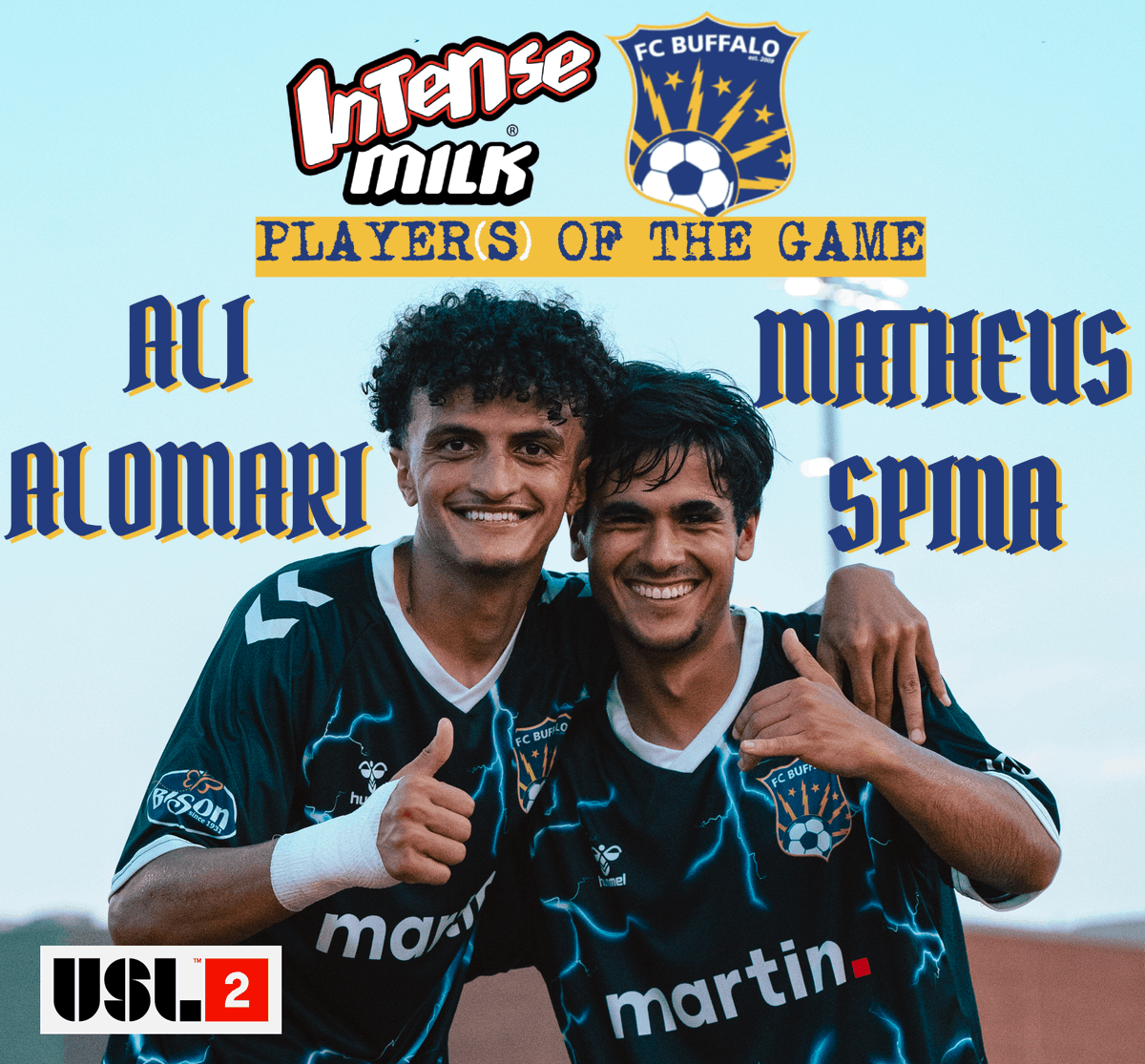 FCBuffalo's tweet image. Sometimes a @brettballachino photo makes the decision easy.
A team win deserves two @IntenseMilk Players of the Game from a blowout win over Erie.
Well done to Ali Alomari (2G+1A) and Matheus Spina (1G+1A). Thomas Brooks a close third!