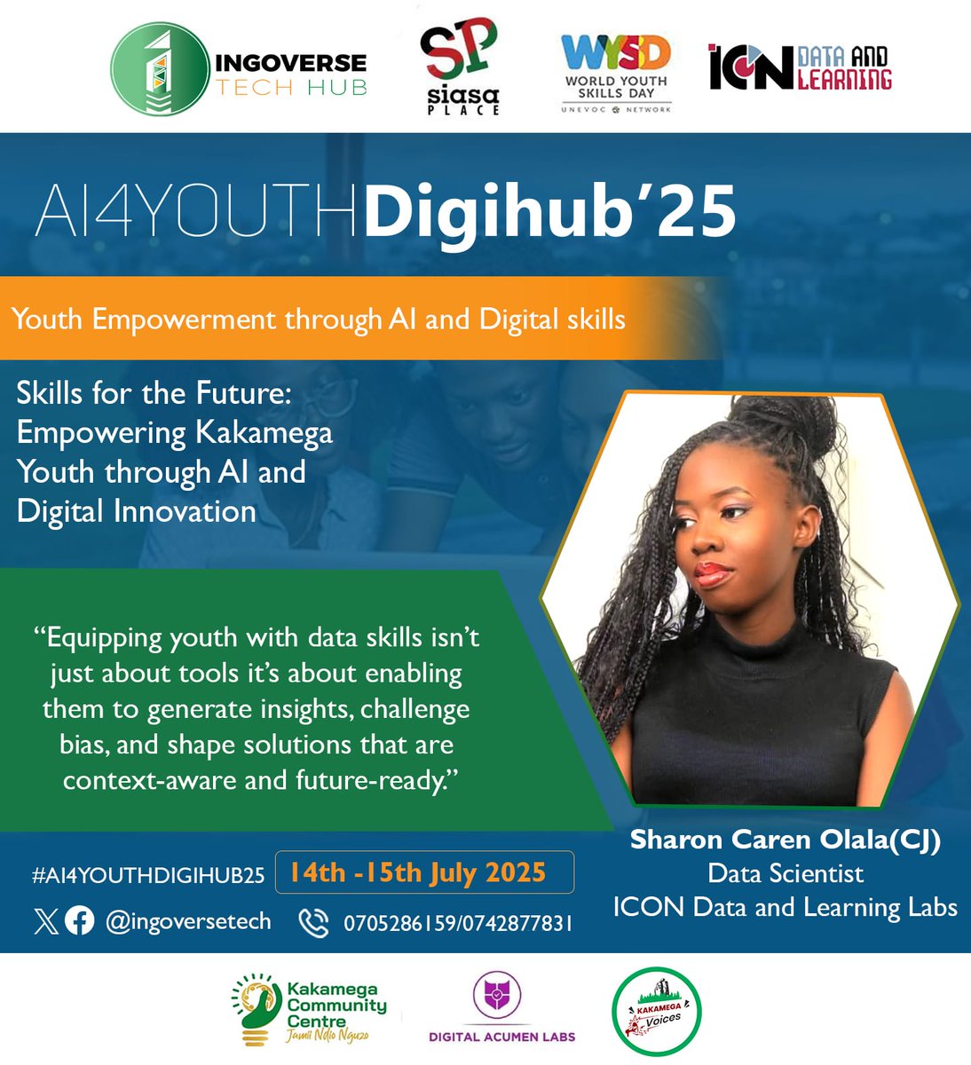 "Equipping youth with data skills isn't just about tools, it's about enabling them to generate insights, challenge bias, and shape solutions that are context-aware and future-ready." Meet <a href="/Cee_Jay1_/">Ceejay</a> from <a href="/IDL_Labs/">ICON Data and Learning Labs Africa</a> one of our speakers. #WYSD