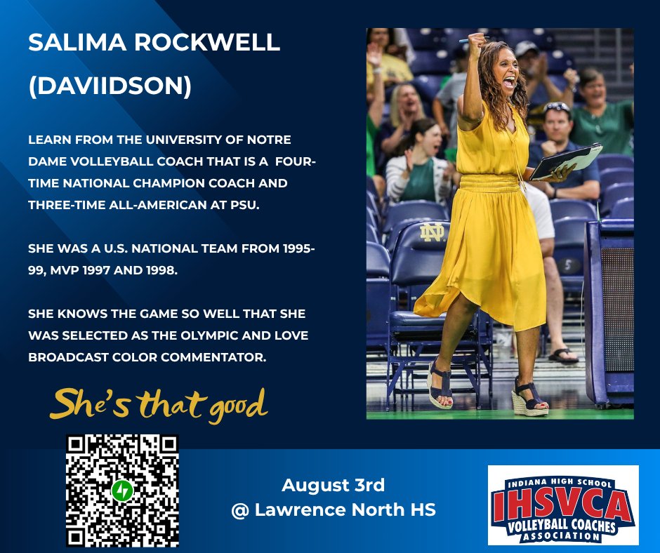Coach Rockwell knows the game of volleyball.  She was a 3X All-American, 4X National Champion coach, MVP USA National Team 2X and part of the Olympic broadcast team.  She' that GOOD!