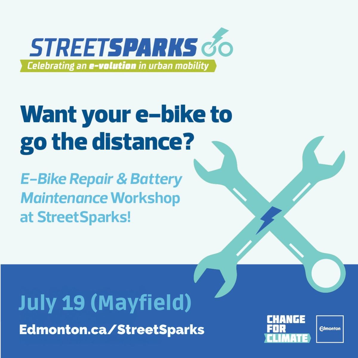 Change for Climate (@yegclimate) on Twitter photo ⚡ Maximize your micromobility!
Join the E-Bike Repair & Battery Maintenance Workshop at #StreetSparks on July 19, with <a href="/ebikeedmonton/">Ebike Edmonton</a> & <a href="/bikeedmonton/">Bike Edmonton</a>.
Learn to fix, ride, and thrive.
🔗 edmonton.ca/StreetSparks ⚡ Maximize your micromobility!
Join the E-Bike Repair & Battery Maintenance Workshop at #StreetSparks on July 19, with <a href="/ebikeedmonton/">Ebike Edmonton</a> & <a href="/bikeedmonton/">Bike Edmonton</a>.
Learn to fix, ride, and thrive.
🔗 edmonton.ca/StreetSparks