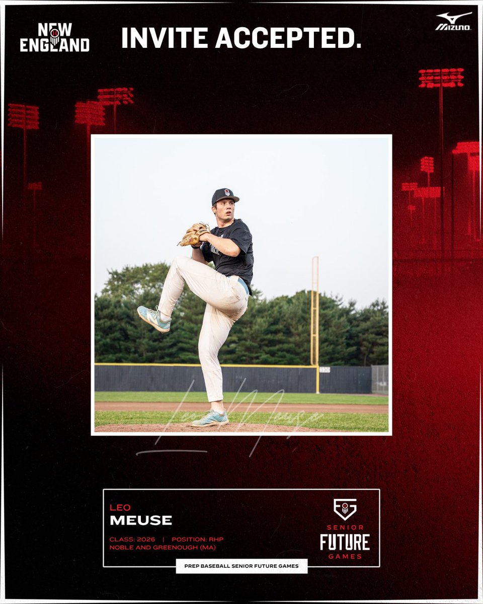 Prep Baseball New England (@pbnewengland) on Twitter photo 𝐈𝐧𝐯𝐢𝐭𝐞 𝐀𝐜𝐜𝐞𝐩𝐭𝐞𝐝. 𝐏𝐚𝐜𝐤 𝐘𝐨𝐮𝐫 𝐁𝐚𝐠𝐬. 🤝
Welcome 2026 RHP 𝐋𝐞𝐨 𝐌𝐞𝐮𝐬𝐞 (MA) to Team New England at the 2025 Senior Future Games!
👤 loom.ly/73gueJs || <a href="/leo_meuse_44/">Leo Meuse</a> || #PBSFG25 𝐈𝐧𝐯𝐢𝐭𝐞 𝐀𝐜𝐜𝐞𝐩𝐭𝐞𝐝. 𝐏𝐚𝐜𝐤 𝐘𝐨𝐮𝐫 𝐁𝐚𝐠𝐬. 🤝
Welcome 2026 RHP 𝐋𝐞𝐨 𝐌𝐞𝐮𝐬𝐞 (MA) to Team New England at the 2025 Senior Future Games!
👤 loom.ly/73gueJs || <a href="/leo_meuse_44/">Leo Meuse</a> || #PBSFG25