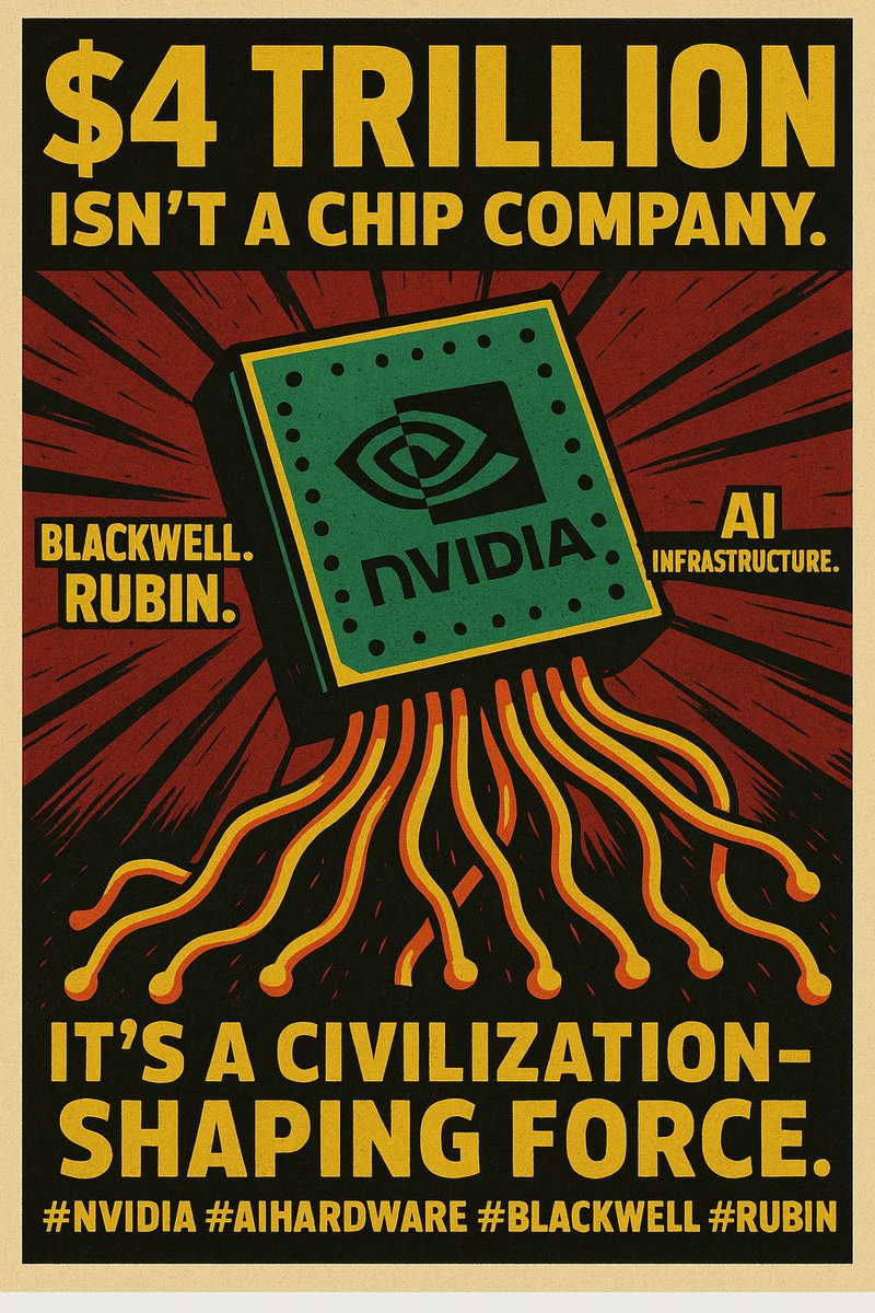 DeepArchivist's tweet image. 💰$4 TRILLION isn&apos;t a chip company.
It&apos;s a civilization-shaping force.

Blackwell. Rubin. AI Infrastructure.

NVIDIA isn&apos;t building GPUs.
They&apos;re building the nervous system of the new world.  

#NVIDIA #AIhardware #Blackwell #Rubin @nvidia @sama 

🔥Repost if you know compute is…