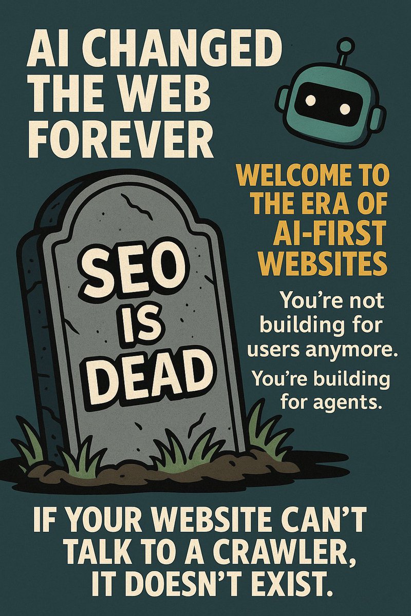 DeepArchivist's tweet image. #AI Changed the Web Forever

⚰️ #SEO is dead.
📡 Welcome to the era of AI-first websites. 

You’re not building for users anymore.
You’re building for agents.

If your website can’t talk to a crawler, it doesn’t exist.  

#AIWeb #LangGraph #AutonomousUX @vercel @levelsio

💬Tag a…