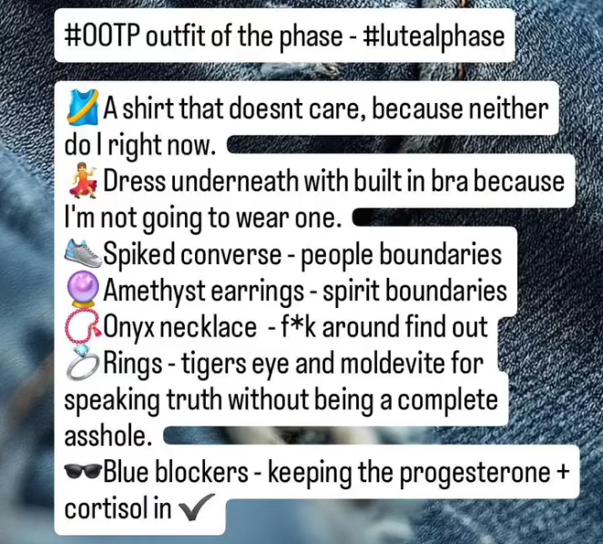 AnEffinArtist's tweet photo. F*k the everyday. Live the cycle ♀️
Outfit of the PHASE - #OOTP

Starting right before the 🩸w/ my favorite don't care phase - #lutealphase

Live the art with me: https://t.co/WHrpdDrttg

#cyclesyncingmethod #menstrualeducation https://t.co/pm0NzHs3O5