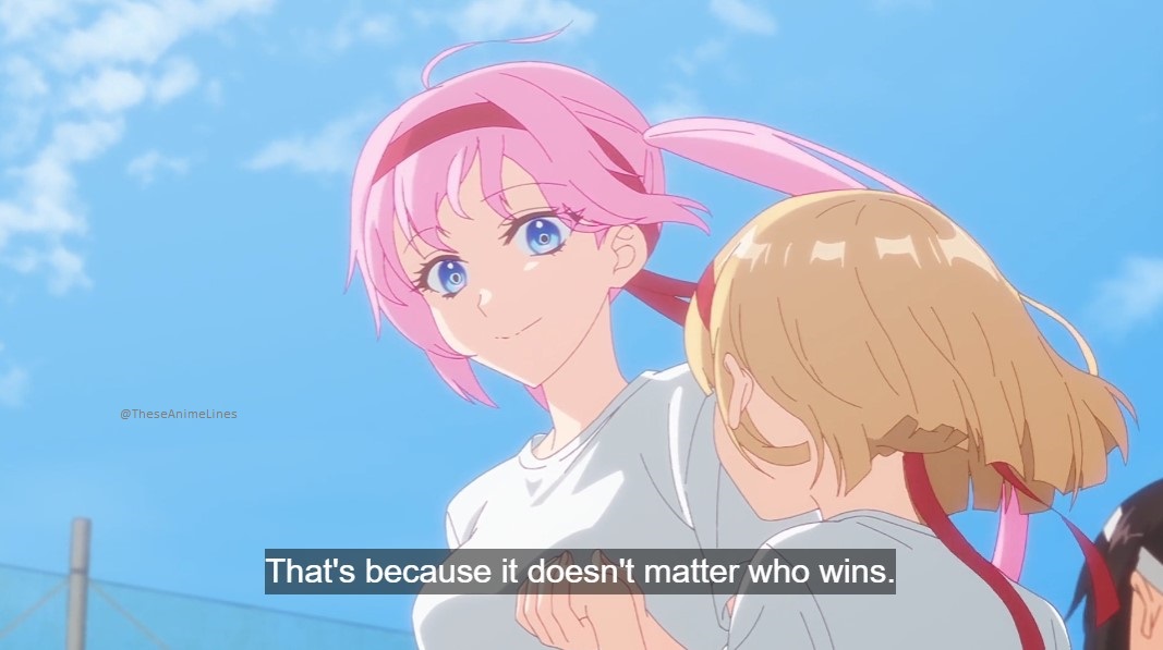 TheseAnimeLines's tweet image. That's because it doesn't matter who winds. What matters is that we have fun.
~ Shikimori || Shikimori's Not Just a Cutie
#AniTwt