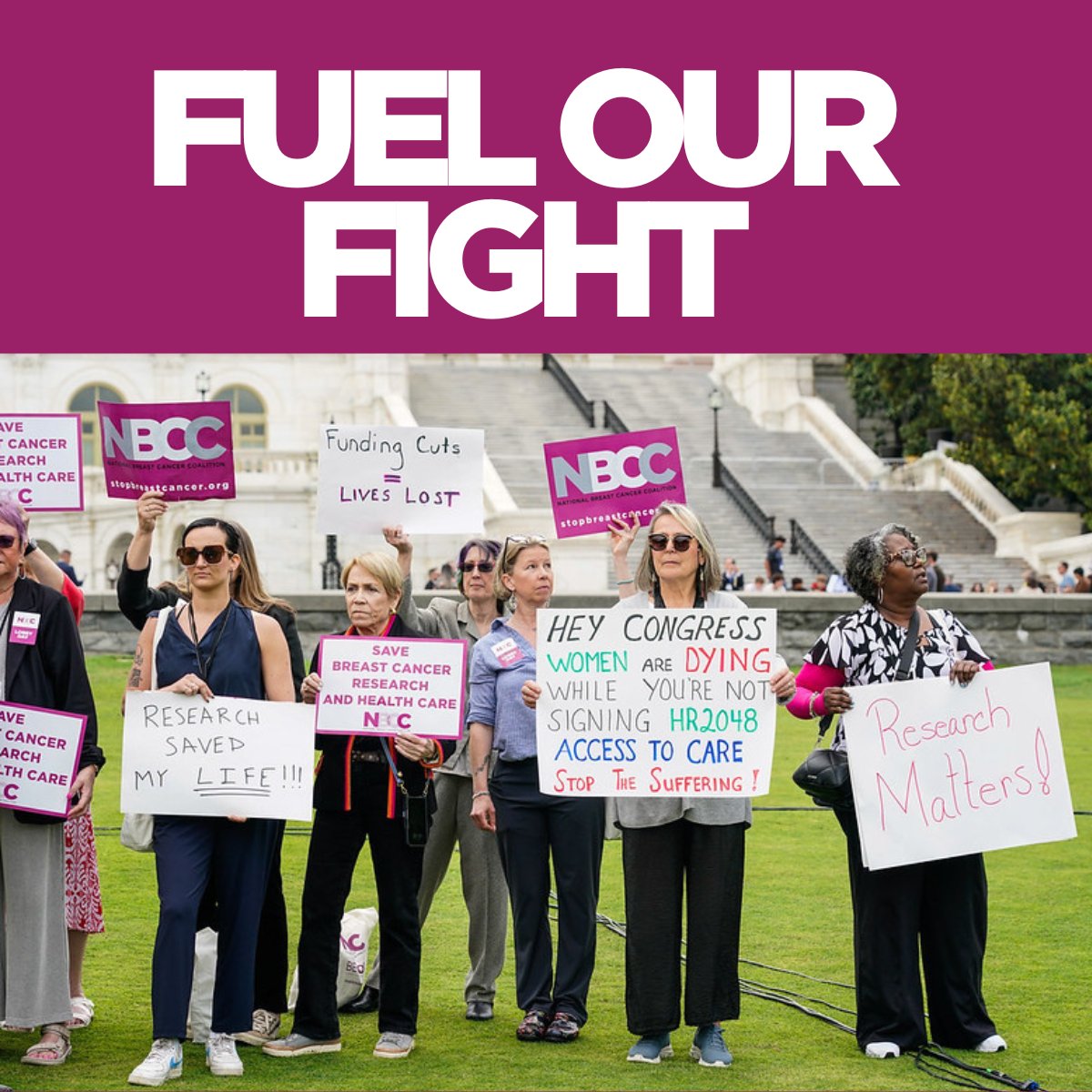NBCCStopBC's tweet image. This fight is real:
· Medicaid cuts are slamming low-income families
· $20 million gone from breast cancer research
· Anti-science rhetoric is seeping into policy
Help fuel our fight! Your support now ensures we can push for a future without breast cancer nbcc.info/FuelOurFight