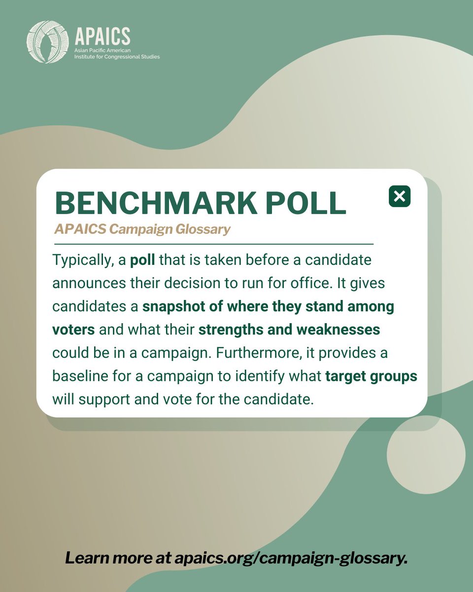 APAICS's tweet image. 👀 Do you know what “benchmark poll” means in a campaign context?
Learn more about this key concept and more terms in our Campaign Glossary!
📖 Dive in here: apaics.org/campaign-gloss…
#APAICSLeads #CampaignGlossary
