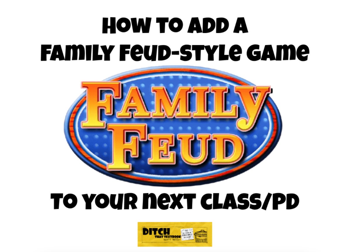 How to add a Family Feud-style game to your next class/PD

Everything you need to get started:
🎶Theme music
📺Game template
🔴Buzzer app
🔊Game show sound effects

f.mtr.cool/izxlaxmrgb #ditchbook