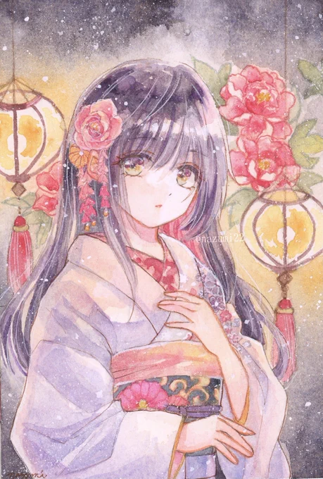 牡丹と灯り