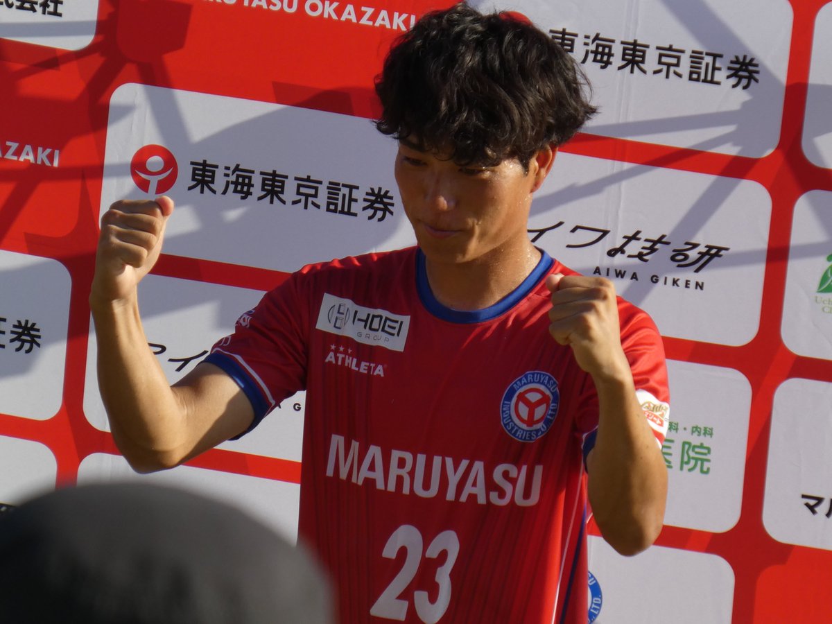 saposapodan's tweet photo. 入れ替わりで途中出場の中京大学サッカー部からの加入の　#畔柳頼生　選手（東山高校）の初ゴールが決勝点で勝利！！！そしてヒーローインタビュー！おめでとうございますううううう＾＾ https://t.co/ZaTqtC1s9G