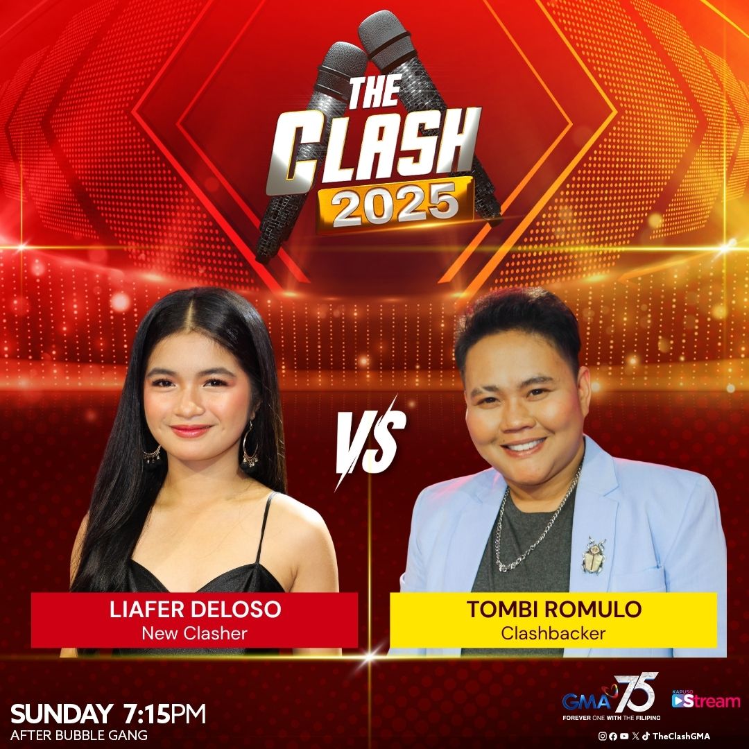 TheClashGMA's tweet photo. Ang pangalawang tapatan! Liafer and Tombi go head-to-head sa kantahang walang atrasan!  #TheClash2025 #TheClashLabanKungLaban https://t.co/qVKvsaJRHp