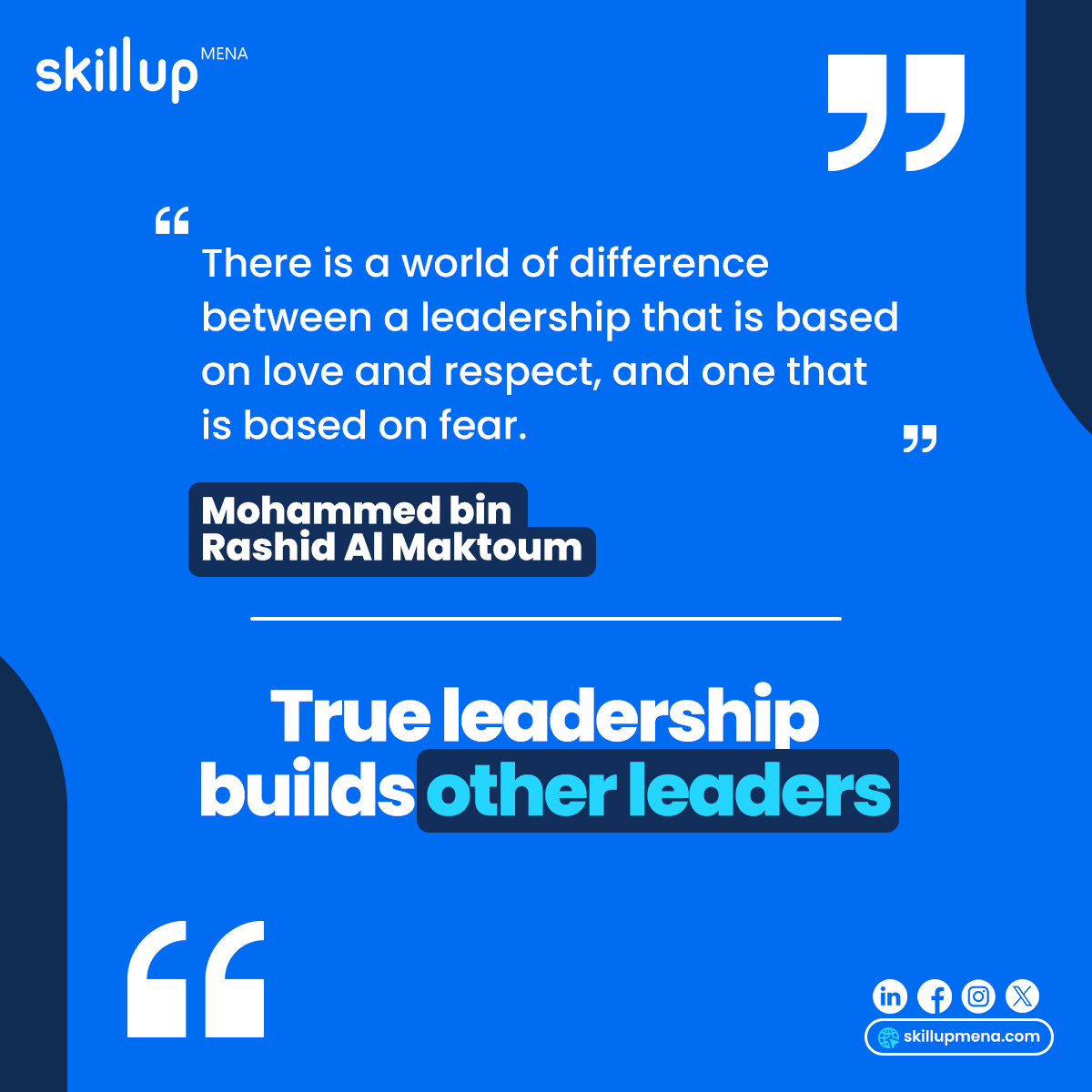 💭 Sunday motivation from one of the region's most respected leaders
True leadership builds other leaders. How are you developing the next generation in your organization?
#SkillUp_Mena #Leadership #SundayMotivation #Inspiration #EmployeeDevelopment