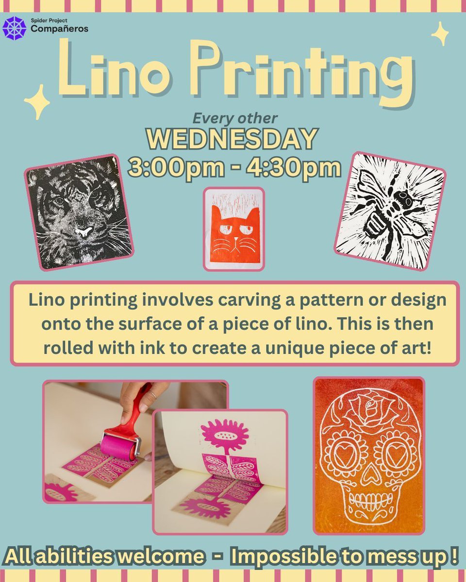 companeros_sp's tweet image. Join us for our lino printing sessions ! 🎨 
#creativerecovery #wellbeing #linoprinting