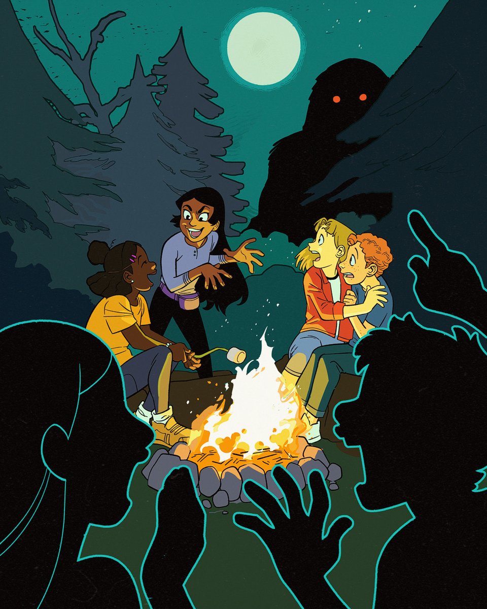 GraphixBooks's tweet image. S'mores and some seriously cool art. Goosebumps graphic novel adapter Maddi Gonzalez is giving us peak campfire storytelling vibes 🏕️