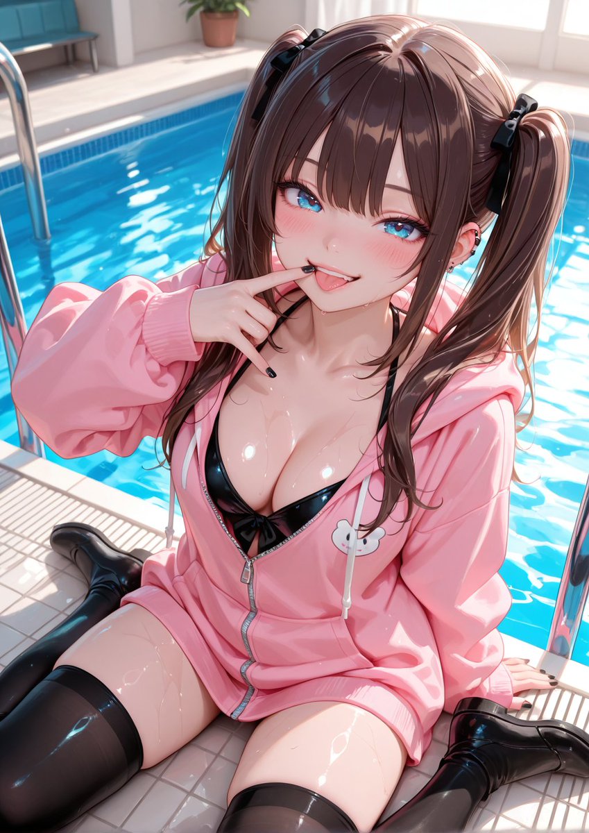 『朝からプールサイドでまったり〜。一緒に休もうよ？』x.com/i/grok/share/n…