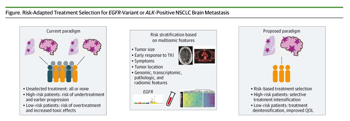 JAMAOnc's tweet image. The management of brain metastases in EGFR-variant and ALK-positive NSCLC patients remains uncertain, with evidence suggesting that upfront stereotactic radiosurgery (SRS) offers better local control and delays CNS progression. ja.ma/4k5ldos @Pike_lab