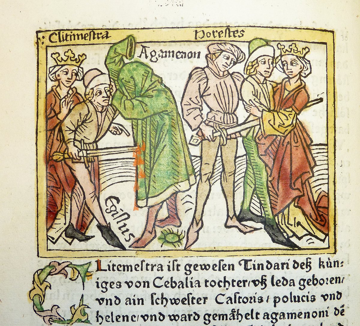 dailyagamemnon's tweet image. — clytemnestra and aegisthus kill agamemnon, orestes kills clytemnestra and aegisthus, de mulieribus claris (latin), auth. giovanni boccaccio, transl. heinrich steinhöwel, illus. johannesa zainer