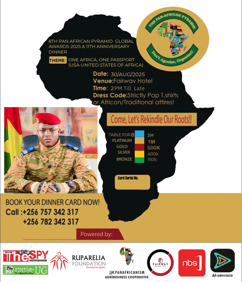 PAPPyramid's tweet photo. #CountDown
#8thPAPGlobalAwards2025
30/8/2035 @Fairway Hotel Kampala. 
#OneAfricaOnePassport
#VisaFreeAfrica
#Pap https://t.co/qcfvtAS3UA