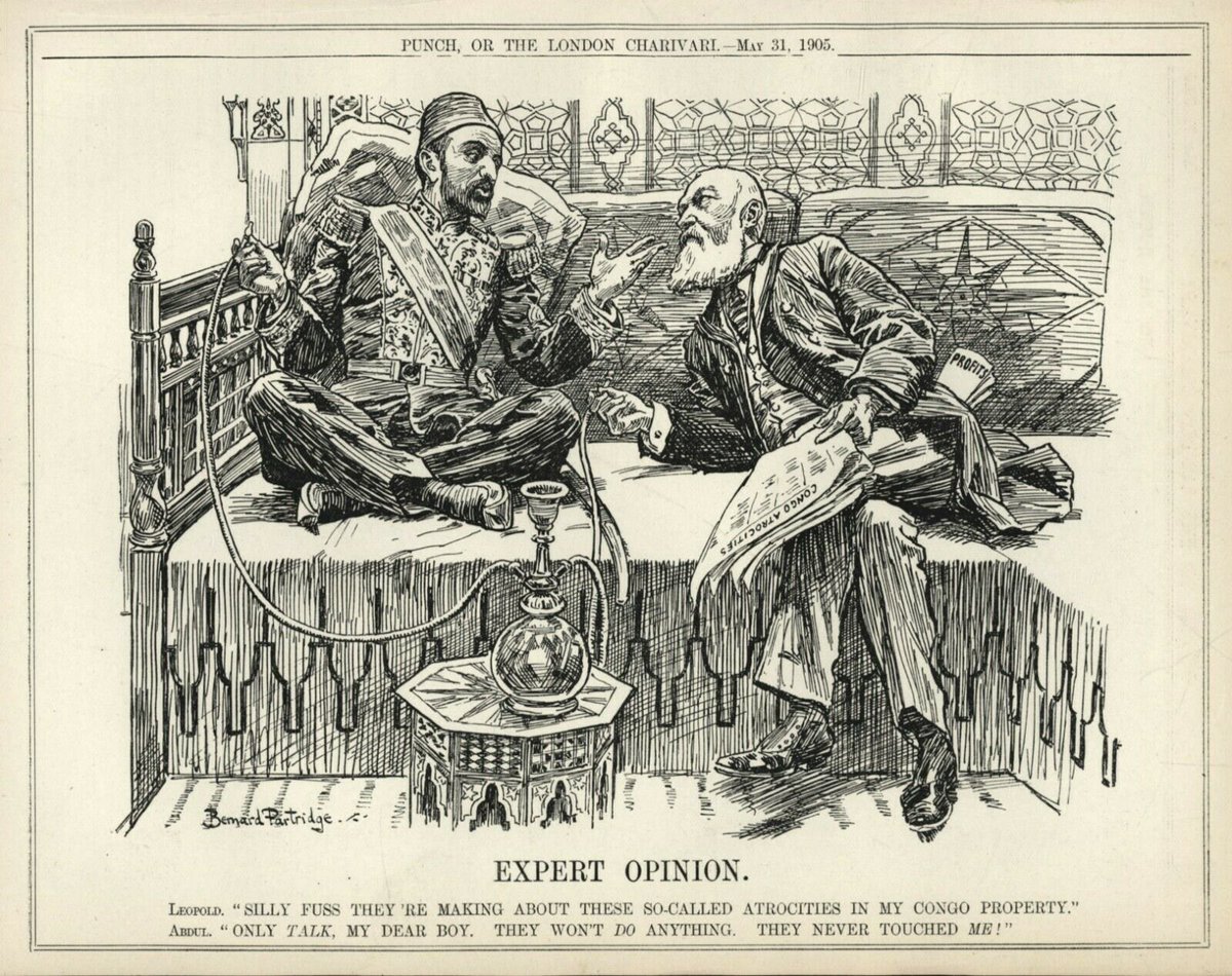 A 1905 cartoon from Punch magazine comparing atrocities in the Congo Free State to the Armenian massacres in the Ottoman Empire.