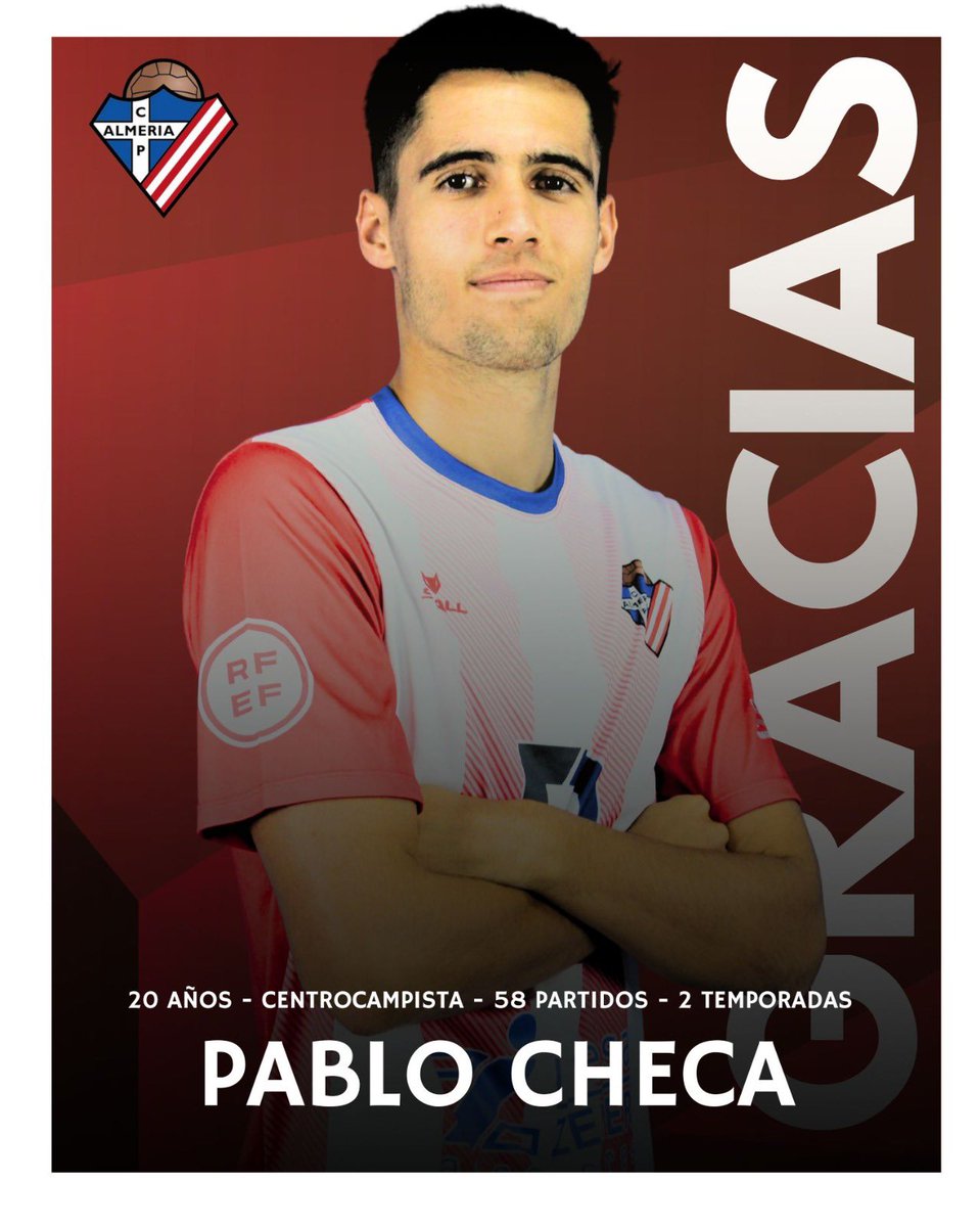 Bajas | Temporada 2025/2026

Pablo Checa no continuará en nuestro club para la próxima temporada.

Le agradecemos su entrega y dedicación durante estas dos temporadas.

¡Suerte en tus nuevos proyectos!

#MushoPoli #DivisionHonor #Almeria #Futbol