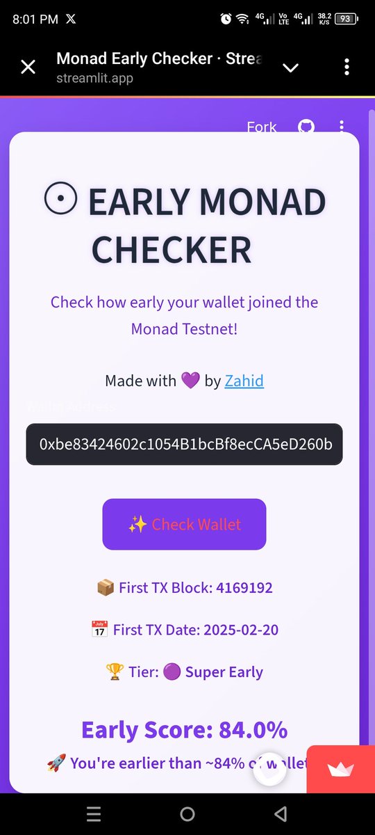 NRegajal's tweet photo. I just check my EVM wallet at
https://t.co/8LFWsFpnhQ
and got super early role. 💯💯
Check yours now.
No promises, But @monad_xyz
is cooking something 😼😼
#DYOR #earlyTester #MonadTestnet https://t.co/WqHz7aVmqa