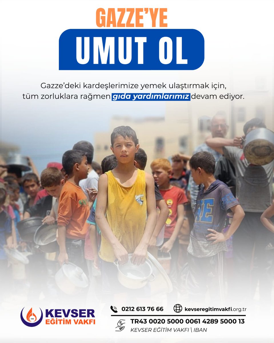 KevserEgitim's tweet image. Gazze'ye Umut Ol
Kevser Eğitim Vakfı olarak, Gazze’de sıcak yemek ve ekmek dağıtmaya devam ediyoruz.
Her bir gıda yardımı, kardeşlerimize umut ve destek olma amacını taşıyor.
Bu zor günlerde yardımlarımızla birlikte daha güçlü olacağımıza inanıyoruz.
Desteklerinizle daha fazla…
