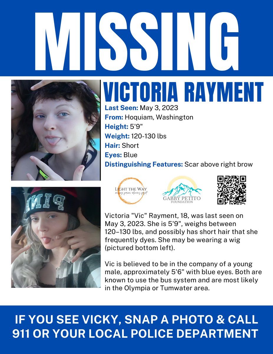 It’s #MissingPosterMonday and we need your help sharing #VictoriaRayment’s flyer to help spread awareness! #Washington #MondayMotivation #Missing