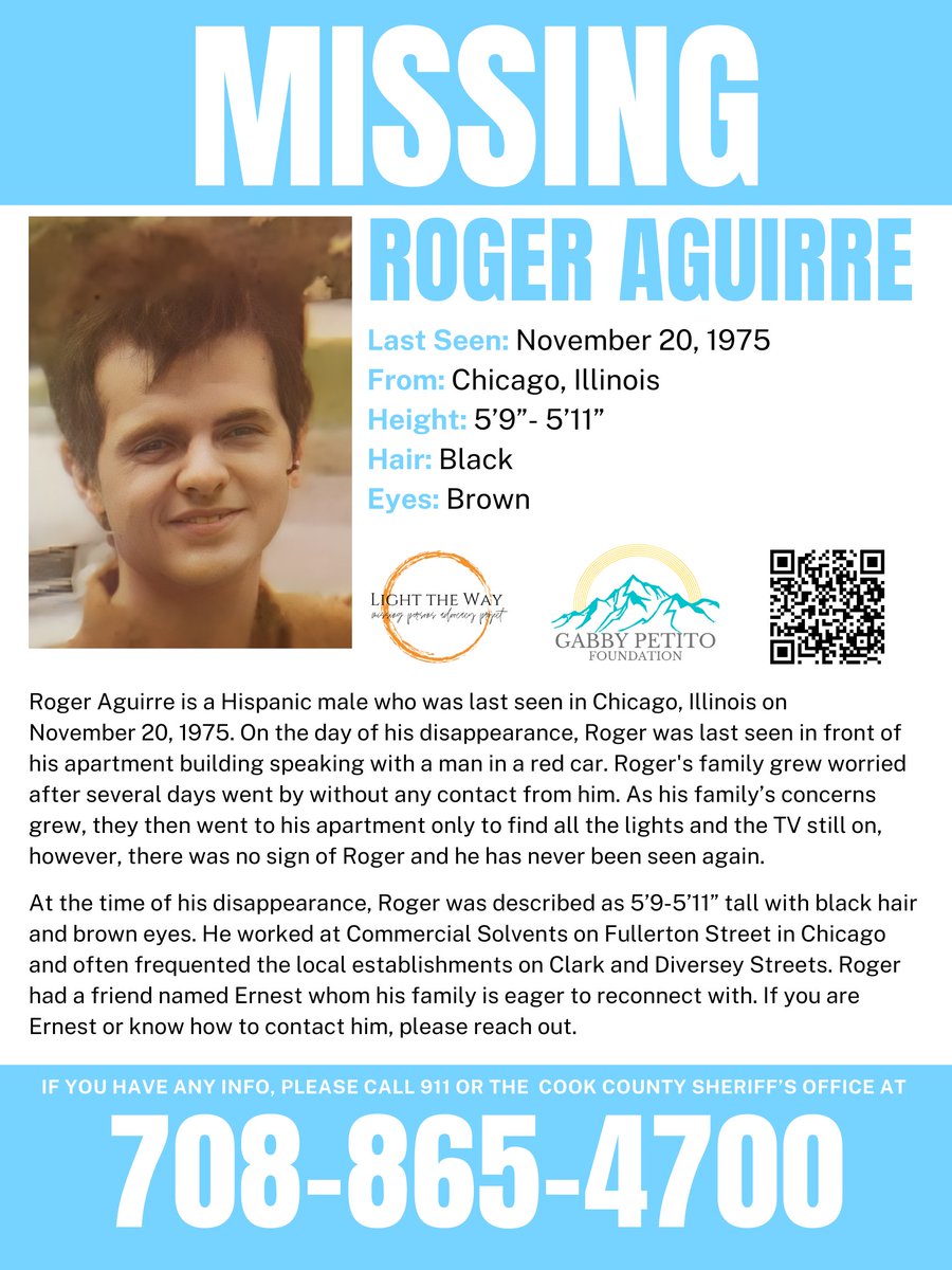 It’s #MissingPosterMonday and we need your help sharing #RogerAguirre’s flyer to help spread awareness! #Illinois #Chicago #MondayMotivation #Missing