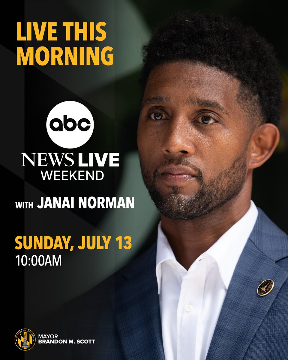 MayorBMScott's tweet image. This morning, I’ll be on @ABCNewsLive talking about the record lows we’re seeing in violence here in Baltimore and the historic and intentional investments we’re making into our young people.