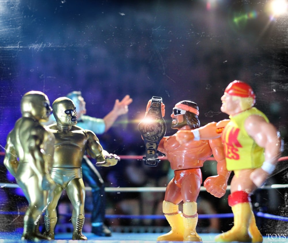 July 13, 1988
WWF Superstars
Randy Savage (w/ Hulk Hogan &amp; Miss Elizabeth) vs Conquistador Uno (Jose Luis Rivera) (w/ Conquistador Dos) (Jose Estrada Sr.).

Los Conquistadors: <a href="/KShawnng/">KWK Brand</a>
Savage/Hogan: WWF Hasbro
Hogan shirt: Elite_Threads

#WWFHasbro #KWK #KWKKayfabeHeroes #hWo