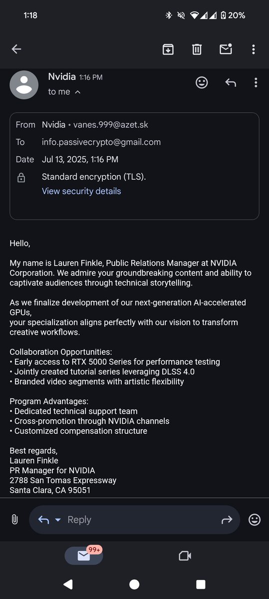 Passive Crypto Income | #Token2049 Dubai (@passivecryptom) on Twitter photo Bull run = more scams
Check this guy up pretending to be from Nvidia 😂 Bull run = more scams
Check this guy up pretending to be from Nvidia 😂
