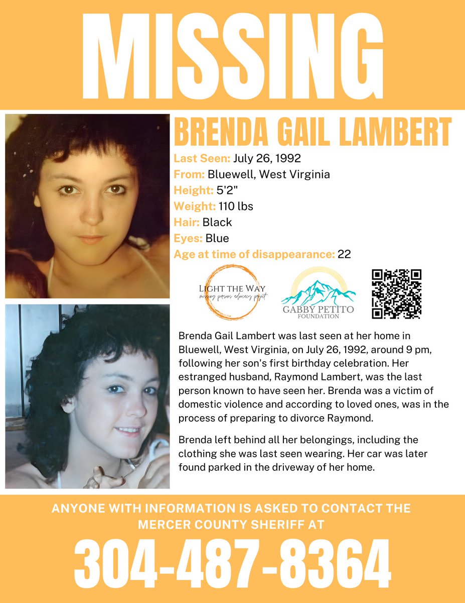It’s #MissingPosterMonday and we need your help sharing #BrendGailLambert’s flyer to help spread awareness! #WestVirginia #MondayMotivation #Missing #DomesticViolence